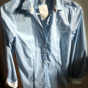 H&M light blue woven button up